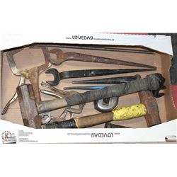 LARGE FLAT OF IRON WORKER TOOLS -