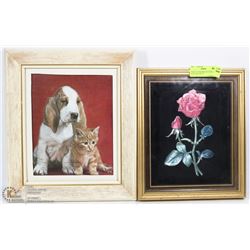 PAIR OF 3D FRAMED PICTURES - ONE ROSE AND ONE OF