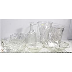 BOX OF ASST CRYSTAL & GLASS BOWLS AND VASES