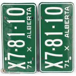 PAIR OF NEW 1971 MATCHING LICENSE PLATES