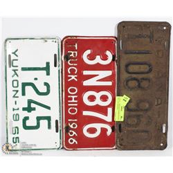 LOT OF 3 VINTAGE LICENSE PLATES INCL 1935 INDIANA,