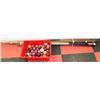Image 1 : LARGE LOT OF POOL BALLS & 6 WOODEN POOL CUES