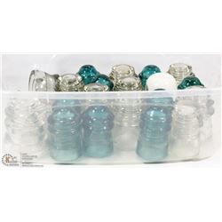 LOT OF 10 VINTAGE GLASS & COLORED INSULATORS