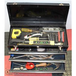 LARGE STEEL TOOL BOX W LARGE  CONTENT OF TOOLS