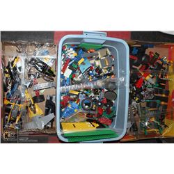 2 BOXES & 1 BLUE TUB OF ASST LEGO AND MORE