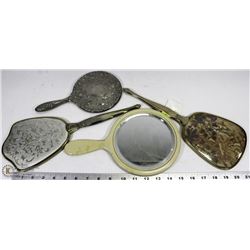 4 ANTIQUE STYLE  HAND HELD MIRRORS