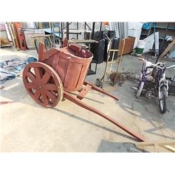 LARGE WOOD GARDEN CHARIOT ORNAMENT