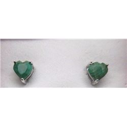 EARRINGS - 1.8CTW HEART FACETED EMERALDS IN STERLING SILVER SETTING - INCLUDES CERTIFICATE $275