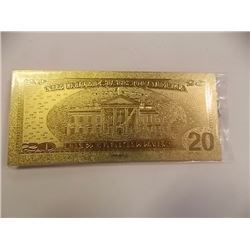 GOLD FOIL BILL - 24K GOLD - USA $20 - not legal tendar