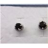 Image 1 : EARRINGS - ROUND FACETED BROWN SMOKEY TOPAZ & DIAMONDS IN STERLING SILVER SETTING - POST & BUTTERFLY