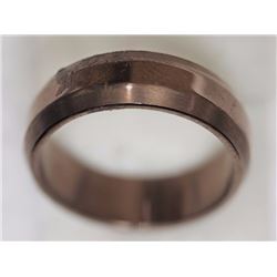 RING - BROWN BEVELLED STAINLESS STEEL RING - RETAIL ESTIMATE $200