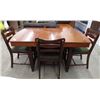 Image 1 : WALNUT TABLE & 4 DINING CHAIRS - 36" X 50" TABLE TOP - VINTAGE