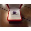 Image 3 : RING - 2.28CT EMERALD FACETED LAVENDAR COLOR AMETHYST & 2 DIAMONDS IN STERLING SILVER SETTING - INCL