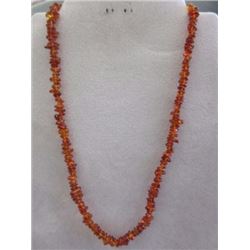 NECKLACE - 34CT RICH DEEP HONEY YELLOW ORANGE BALTIC AMBER - 18" LONG - INCLUDES CERTIFICATE $210