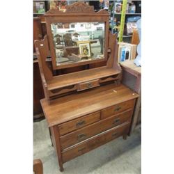 ART NOUVEAU SATIN WALNUT DRESSING CHEST