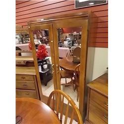 VINTAGE MAPLE WARDROBE WITH MIRRORED FRONT