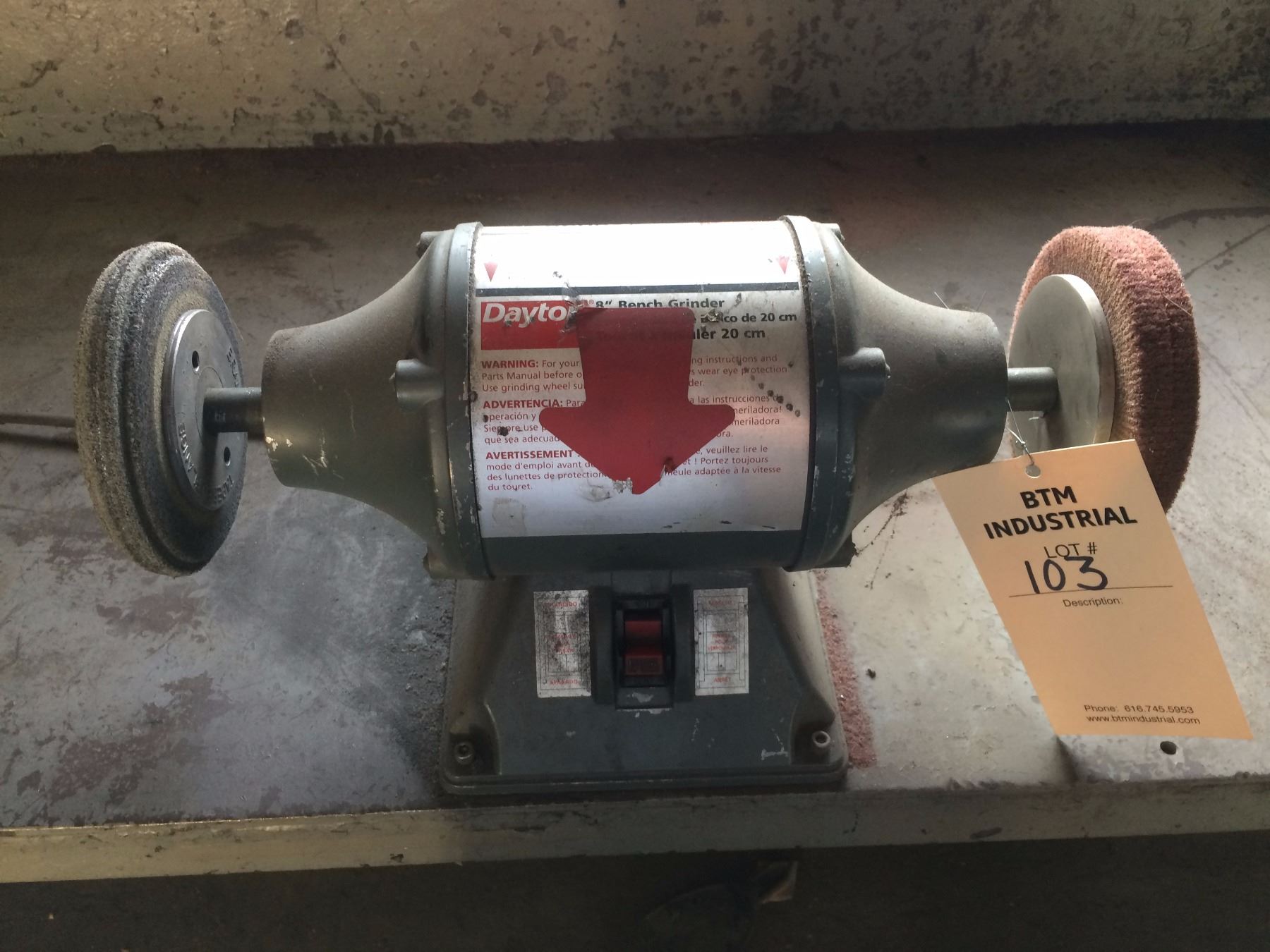 Dayton 8” Bench Grinder BTM Industrial Dayton 8” Bench Grinder BTM Industrial