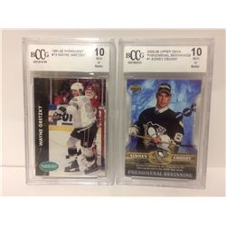 1991-92 GRETZKY #73 PARKHURST & 2005-06 CROSBY #1 UPPER DECK (10 MINT OR BETTER)