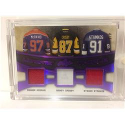 ULTIMATE TRIPLE  HOCKEY CARD CROSBY/ MCDAVID/ STAMKOS  (2016) GAME USED MEMORABILIA