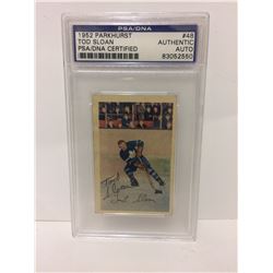 1952 PARKHURST TOD SLOAN #48 AUTHENTIC AUTO HOCKEY CARD (PSA)