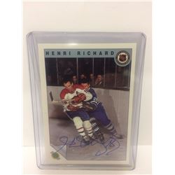 Henri Richard SIGNED HOF 1992 Ultimate NHL Hockey Trading Card