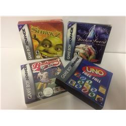 GAMEBOY ADVANCE VIDEO GAME LOT (SHREK 2, UNO, BROKEN SWORD, BACKYARD SPORTS)