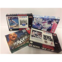 SUPER NINTENDO & NINTENDO 64 VIDEO GAME LOT (MAYHEM, NHL 94, MLBPA BASEBALL, ALL-STAR BASEBALL 99)
