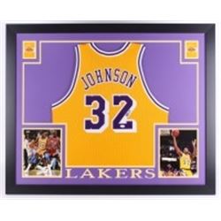 Magic Johnson Signed Jersey Framed (PSA DNA Authentic)