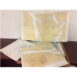 30 NAUTICAL MAPS LOT W/ CAPTAIN BOX