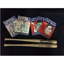 BASEBALL FAN SOUVENIR LOT (OFFICIAL GUIDES, SPORTING NEWS, MINI BATS)