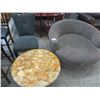 Image 1 : CURVED CHAIR/MARBLE TOP COFFEE TABLE/SINGLE DINING CHAIR