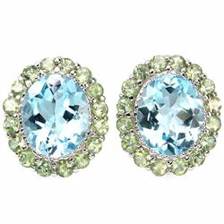 Natural SKY BLUE TOPAZ & GREEN TOURMALINE Earrings