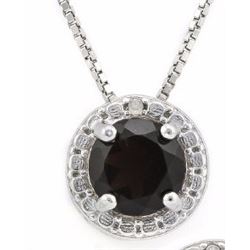 NECKLACE - 3/4CT  ROUND FACETED SMOKEY TOPAZ & DIAMOND IN 925 STERLING SILVER SETTING - RETAIL ESTIM
