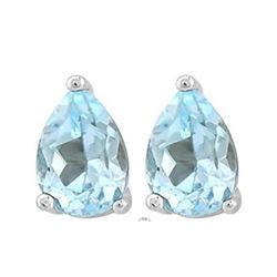 EARRINGS - 2 1/2 CTW PEAR FACETED BABY SWISS BLUE TOPAZ IN 925 STERLING SILVER SETTING - RETAIL ESTI