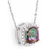 Image 2 : NECKLACE - 1 CT EMERALD FACETED MYSTIC TOPAZ & DIAMOND IN 925 STERLING SILVER SETTING - RETAIL ESTIM