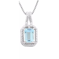 NECKLACE - 1.2 CT OCTAGON FACETED BABY SWISS BLUE TOPAZ & DIAMOND IN 925 STERLING SILVER SETTING - R