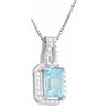 Image 2 : NECKLACE - 1.2 CT OCTAGON FACETED BABY SWISS BLUE TOPAZ & DIAMOND IN 925 STERLING SILVER SETTING - R