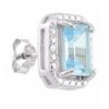 Image 2 : EARRINGS - 2.4 CTW OCTAGON FACETED BABY SWISS BLUE TOPAZ & 2 DIAMONDS IN 925 STERLING SILVER SETTING