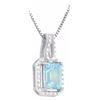 Image 2 : NECKLACE - 1.2 CT OCTAGON FACETED BABY SWISS BLUE TOPAZ & DIAMOND IN 925 STERLING SILVER SETTING - R