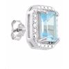 Image 2 : EARRINGS - 2.4 CTW OCTAGON FACETED BABY SWISS BLUE TOPAZ & 2 DIAMONDS IN 925 STERLING SILVER SETTING