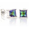 Image 2 : EARRINGS - 1.6 CTW EMERALD FACETED OCEAN MYSTIC TOPAZ IN 925 STERLING SILVER SETTING - RETAIL ESTIMA