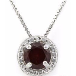 NECKLACE - 1 CT GARNETS &  GENUINE DIAMOND IN 925 STERLING SILVER - RETAIL ESTIMATE $350