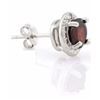 Image 2 : EARRINGS - 2 CTW GARNETS & 2 GENUINE DIAMONDS IN 925 STERLING SILVER - RETAIL ESTIMATE $500