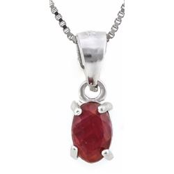 NECKLACE - .58 CT OVAL FACETED GENUINE BURGANDY COLOR RUBY IN 925 STERLING SILVER SETTING - RETAIL E