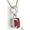 Image 2 : NECKLACE - .58 CT OVAL FACETED GENUINE BURGANDY COLOR RUBY IN 925 STERLING SILVER SETTING - RETAIL E