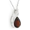 Image 2 : NECKLACE - 1.4 CT PEAR FACETED PERSIAN RED GARNET & GENUINE WHITE DIAMOND IN 925 STERLING SILVER SET