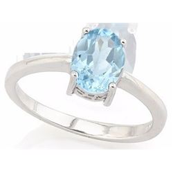 RING - .85CT BABY SWISS BLUE TOPAZ IN 925 STERLING SILVER SETTING - RETAIL ESTIMATE $300