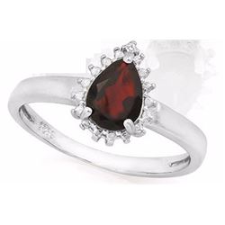 RING -  .8CT PEAR FACETED PERSIAN RED GARNET IN 925 STERLING SILVER SETTING - RETAIL ESTIMATE $300