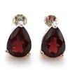 Image 2 : EARRINGS - 1 CTW PEAR FACETED PERSIAN RED GARNET IN PLATINUM OVER 0.925 STERLING SILVER SETTING - IN