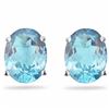 Image 1 : EARRINGS - 1.2 CTW OVAL FACETED BLUE TOPAZ IN PLATINUM OVER 0.925 STERLING SILVER SETTING - RETAIL E